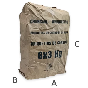 Bricchette di carbonella - Sacco da 3,0 kg - Imballo